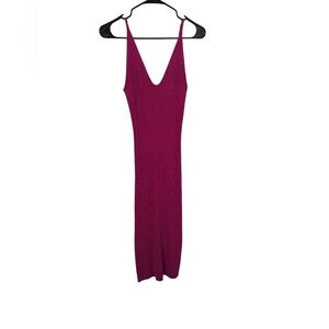 Freshman 1996,Elegant Magenta Ribbed Knit Sleeveless Dress